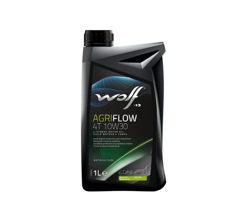 AgriFlow 4T 10w-30 1 л масло моторное acea a2/b2, API sj/cf, jaso MA. Используется для смазки легких бензиновых и дизельных двигателей, в которых пред - Wolf 8309106
