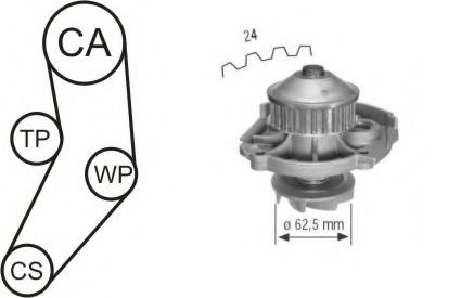 Комплект ремня ГРМ + насос водяной - Airtex WPK-161601