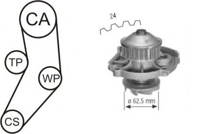 Комплект ремня ГРМ + насос водяной - Airtex WPK-161602