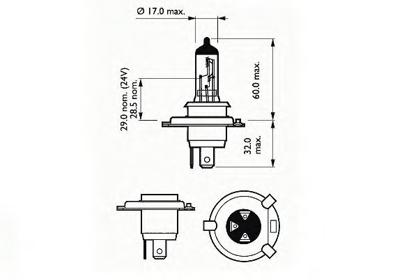Лампа накаливания H4 12V 6055w p43t-38 SCT Germany                202792