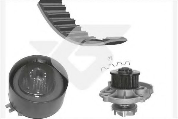 Комплект ремня ГРМ + насос водяной - Hutchinson KH 139WP39