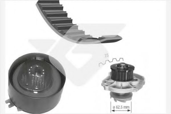 Комплект ремня ГРМ + насос водяной - Hutchinson KH 139WP46