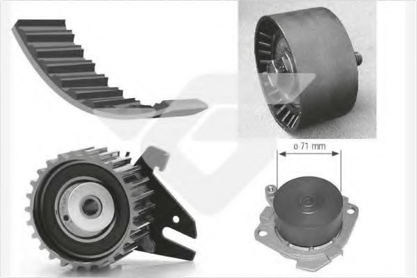Комплект ремня ГРМ + насос водяной - Hutchinson KH 273WP25