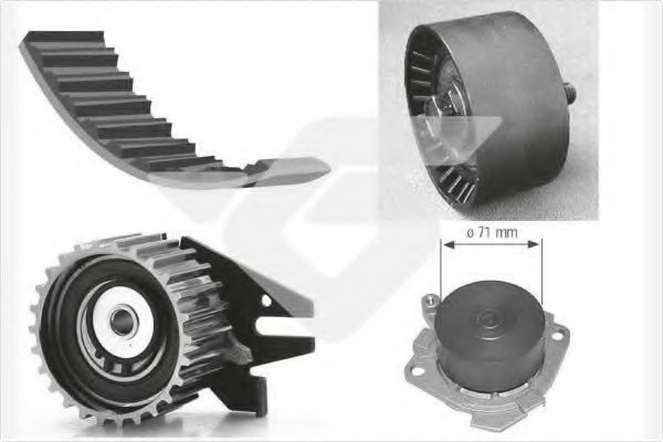 Комплект ремня ГРМ + насос водяной - Hutchinson KH 277WP25