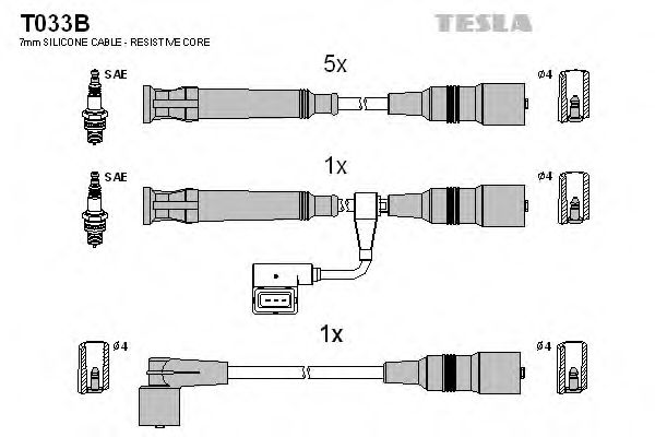 Комплект высоковольтных проводов - Tesla T033B
