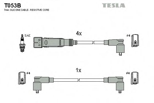Комплект высоковольтных проводов - Tesla T053B