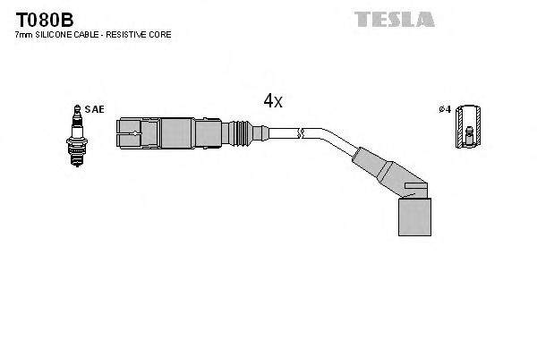 Комплект высоковольтных проводов - Tesla T080B