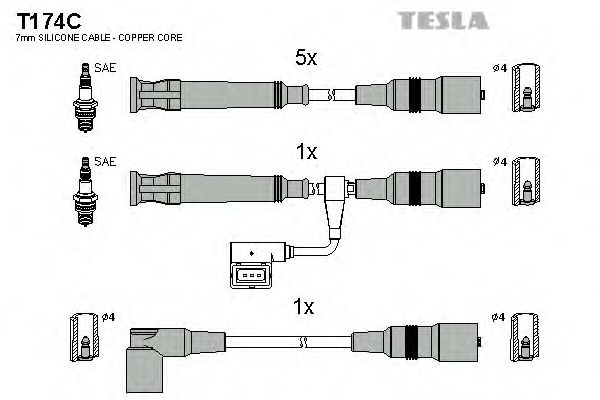 Комплект высоковольтных проводов - Tesla T174C