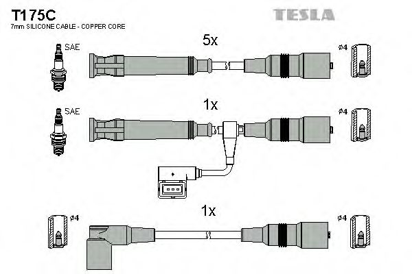 Комплект высоковольтных проводов - Tesla T175C