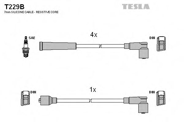 Комплект высоковольтных проводов - Tesla T229B