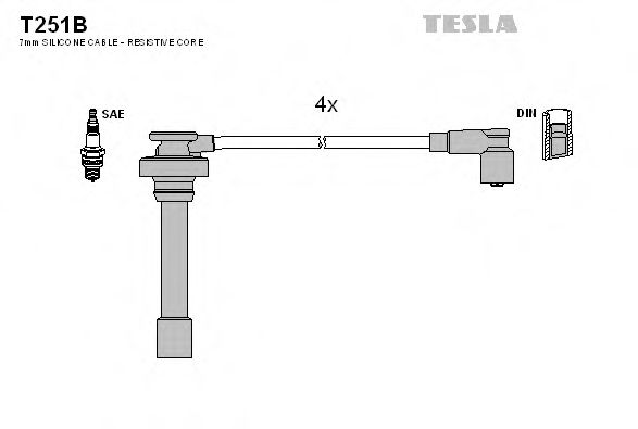 Комплект проводов зажигания - Tesla T251B