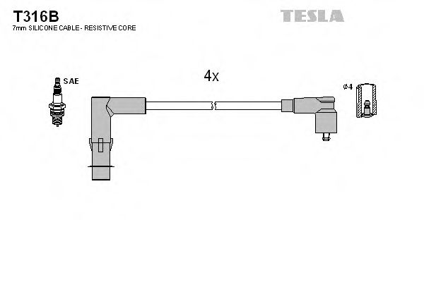 Комплект проводов зажигания - Tesla T316B
