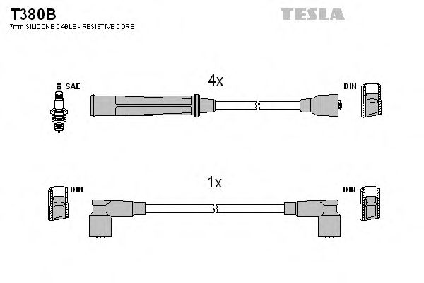 Комплект высоковольтных проводов - Tesla T380B