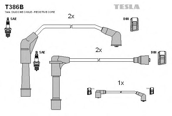 Комплект проводов зажигания - Tesla T386B