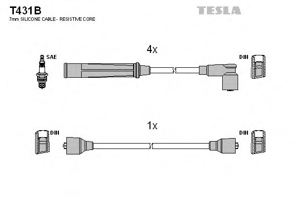Комплект проводов зажигания - Tesla T431B