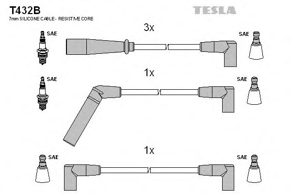 Комплект проводов зажигания - Tesla T432B