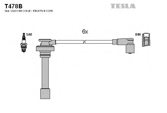 Комплект проводов зажигания - Tesla T478B