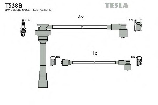 Комплект проводов зажигания - Tesla T538B