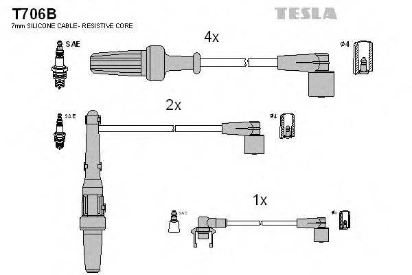 Комплект проводов зажигания - Tesla T706B