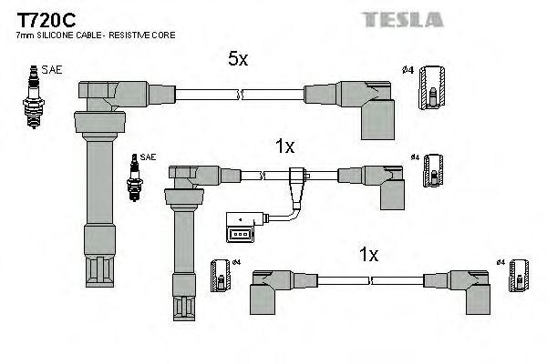 Комплект проводов зажигания - Tesla T720C