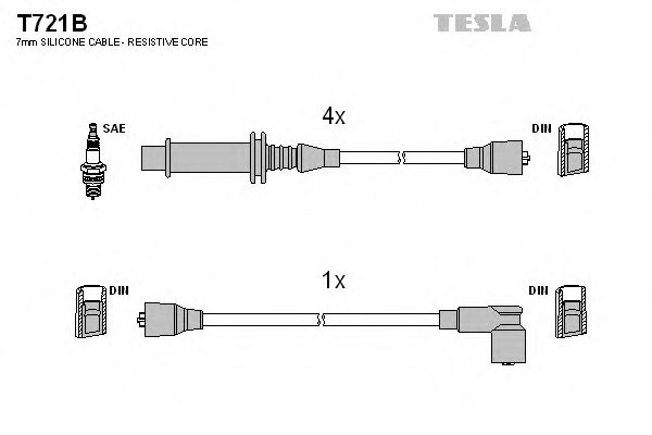 Комплект высоковольтных проводов - Tesla T721B