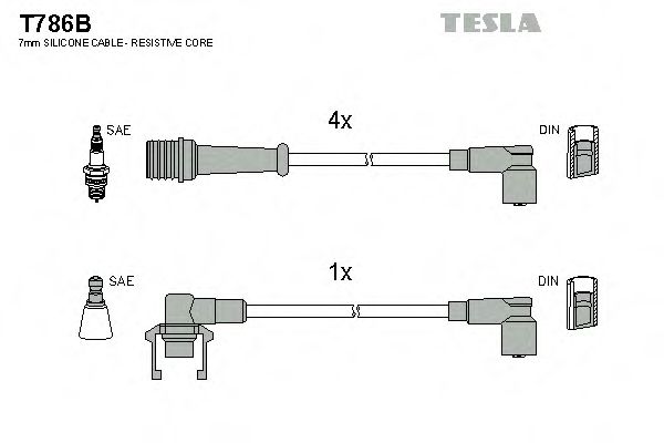 Комплект высоковольтных проводов - Tesla T786B
