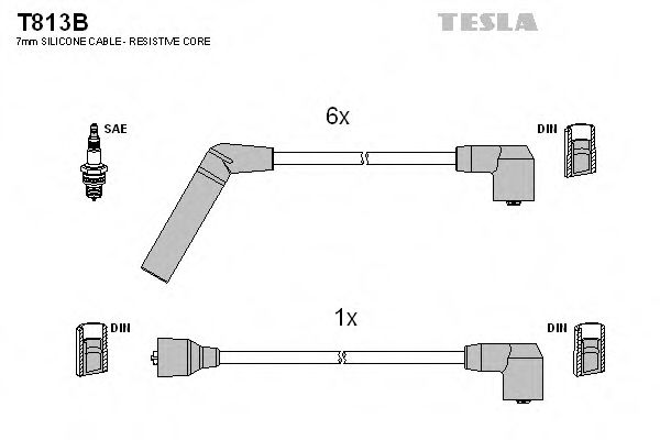 Комплект высоковольтных проводов - Tesla T813B