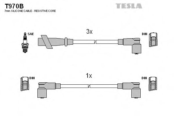 Комплект высоковольтных проводов - Tesla T970B