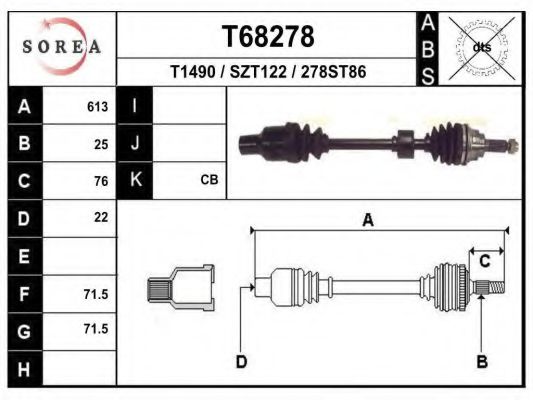 Приводной вал - EAI T68278