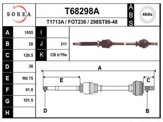 Приводной вал - EAI T68298A