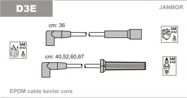 Комплект проводов зажигания - JanMor D3E