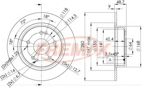 Диск тормозной | зад | - FREMAX BD-1258