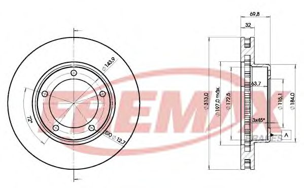 Диск тормозной | перед | - FREMAX BD-1265