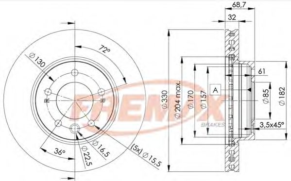 Диск тормозной | перед | - FREMAX BD-3327
