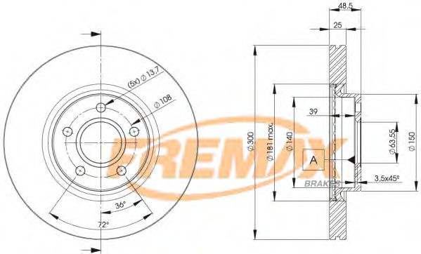 Диск тормозной | перед | - FREMAX BD-3937