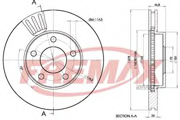 Тормозной диск | перед | - FREMAX BD-4093