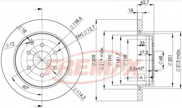 Диск тормозной | зад | - FREMAX BD-4203