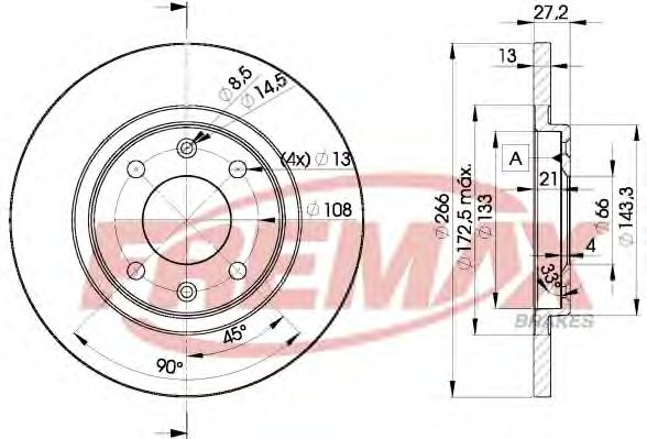 Диск тормозной | перед | - FREMAX BD-4692