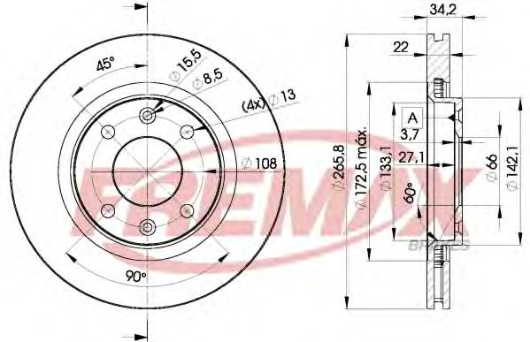 Тормозной диск | перед | - FREMAX BD-4750
