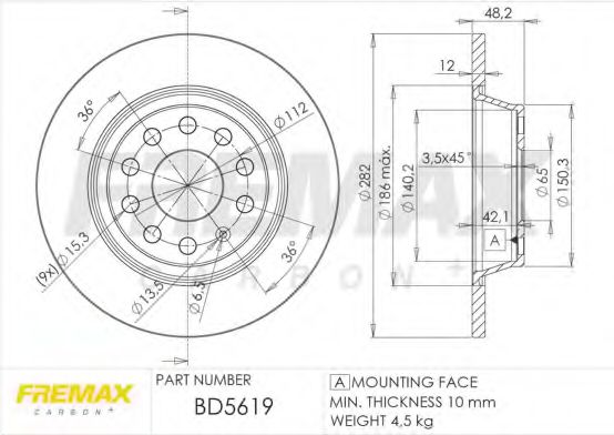 Тормозной диск | зад | - FREMAX BD-5619