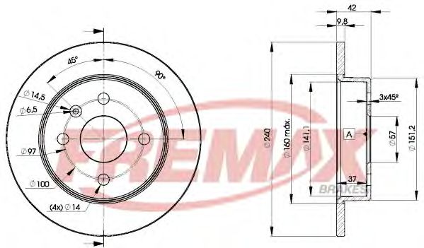 Диск тормозной | зад | - FREMAX BD-9108