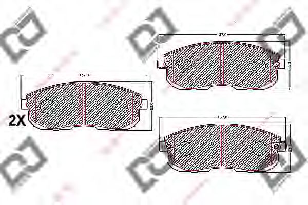 Колодки тормозные дисковые | перед | - DJ PARTS BP1087
