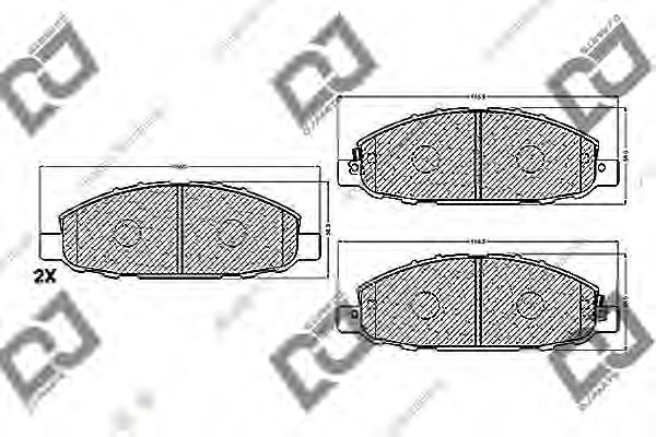 Комплект тормозных колодок, дисковый тормоз - DJ PARTS BP1163