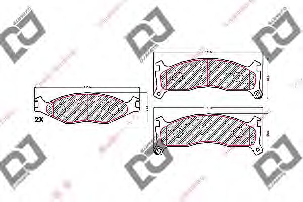 Комплект тормозных колодок, дисковый тормоз | перед | - DJ PARTS BP1507