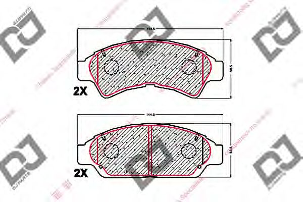 Комплект тормозных колодок, дисковый тормоз | перед | - DJ PARTS BP1570