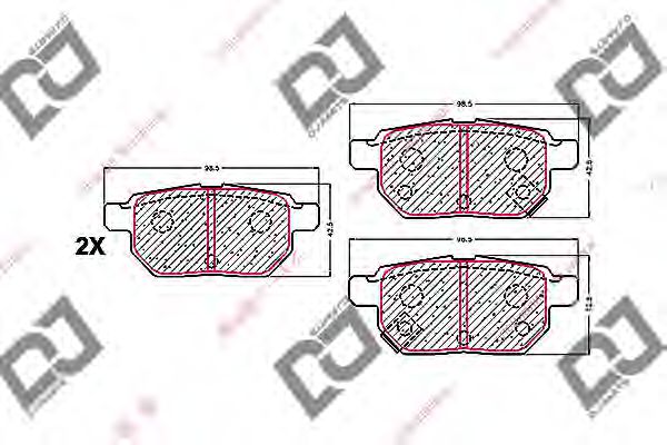 Колодки тормозные дисковые | зад | - DJ PARTS BP1611
