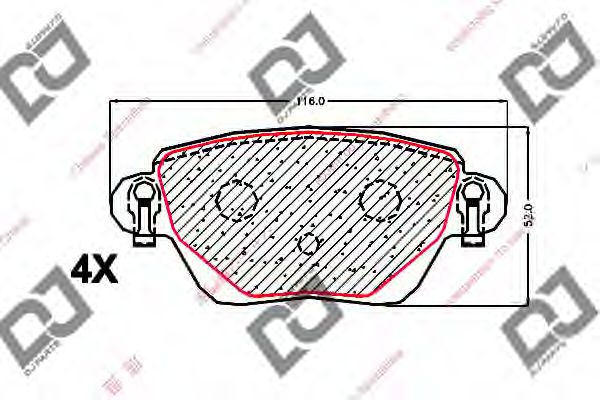 Комплект тормозных колодок, дисковый тормоз | зад | - DJ PARTS BP1701