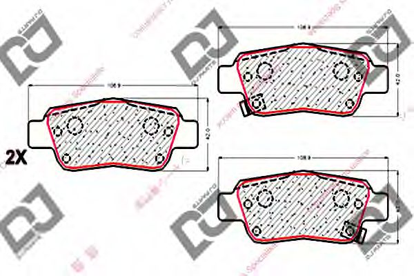Комплект тормозных колодок, дисковый тормоз | зад | - DJ PARTS BP1770