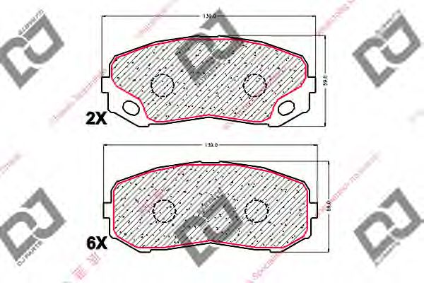 Комплект тормозных колодок, дисковый тормоз - DJ PARTS BP1808