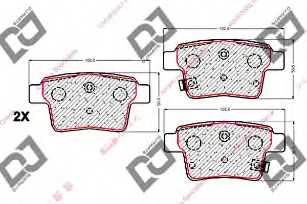 Колодки тормозные дисковые | зад | - DJ PARTS BP1823